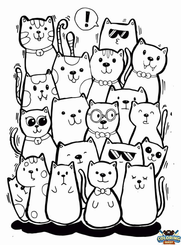 Gang of cats coloring