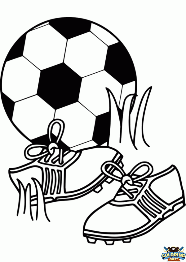 Soccer ball and cleats coloring