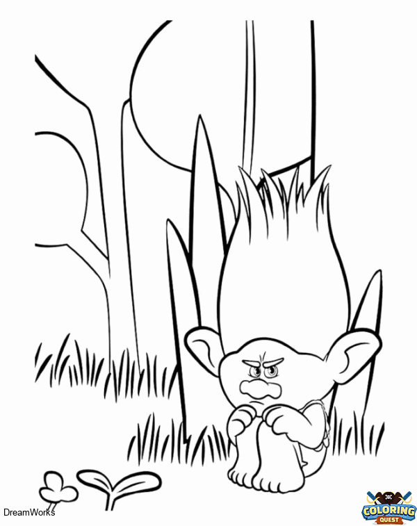 Branch, Grumpy Troll coloring