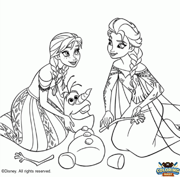 Anna, Elsa and Olaf coloring