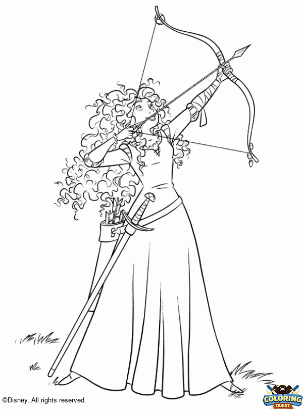 Merida and her bow coloring