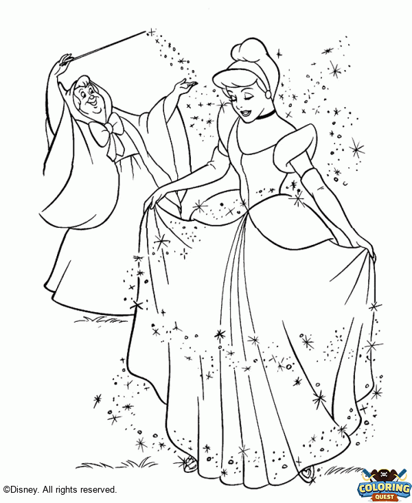 Cinderella and her fairy godmother coloring