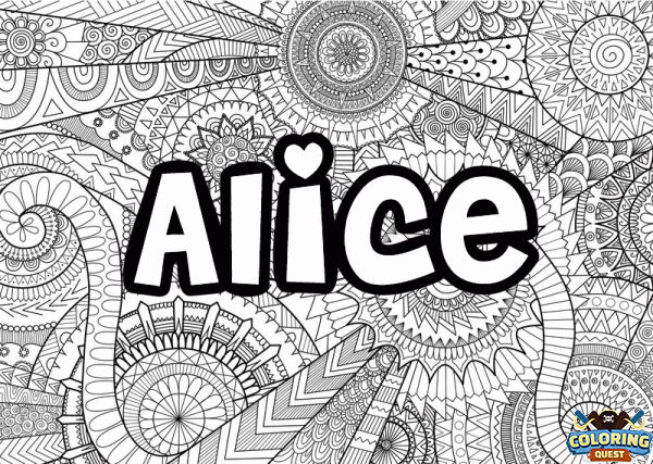 Mandala first name - Alice coloring