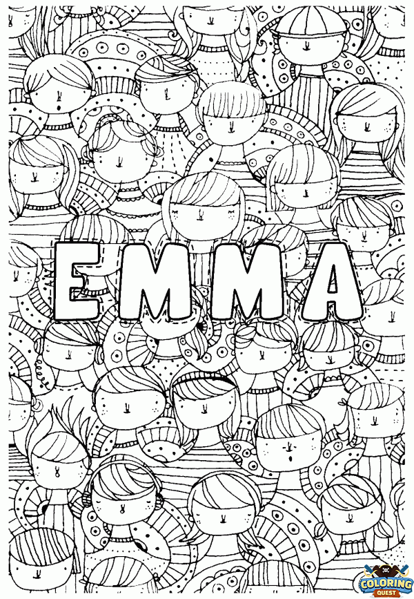 Anti stress coloring page first name - Emma coloring