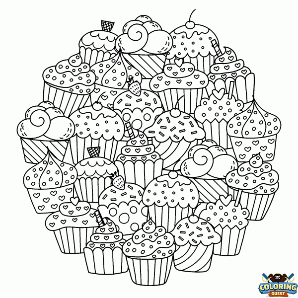 Colorful cupcakes coloring
