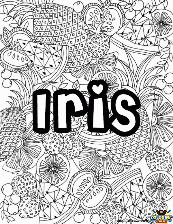 Coloring Page First Name Fruit - Iris coloring