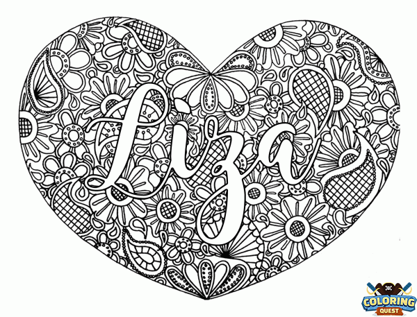 Coloring page heart with first name - Liza coloring