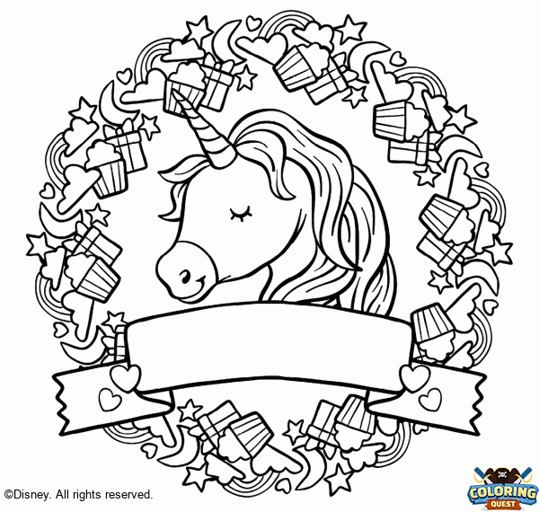Unicorn and cupcakes coloring