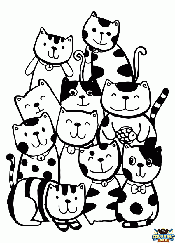 Group of Cats! coloring