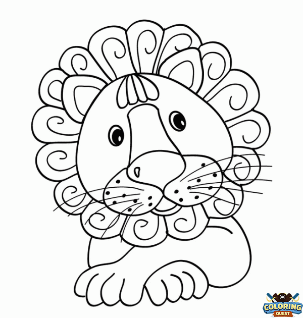 Lion with a curly mane coloring