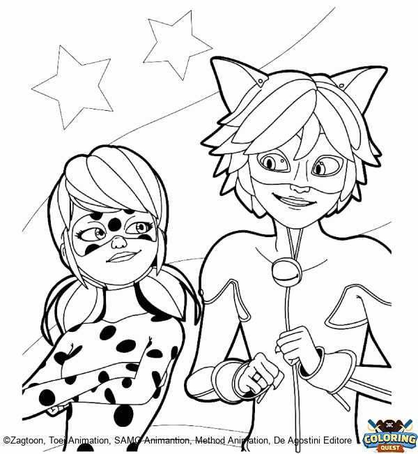 Lady Bug and Chat Noir - Miraculous coloring
