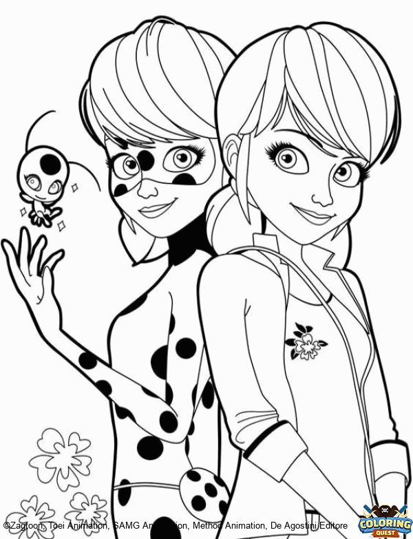 Marinette and Ladybug coloring