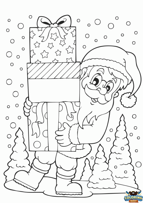 Santa Claus and Gifts coloring