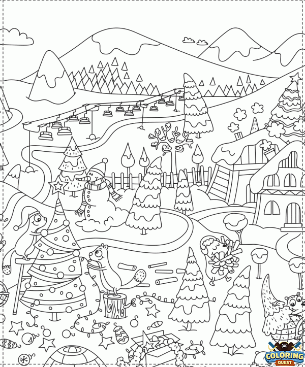 Village of Christmas coloring