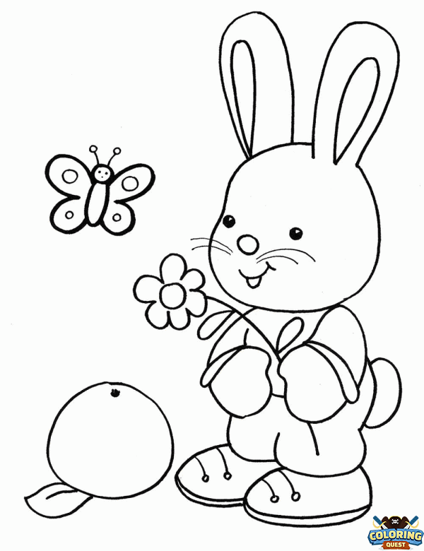 Little Bunny and Flower coloring