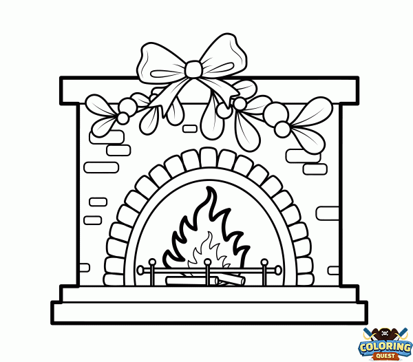 Christmas Fireplace coloring