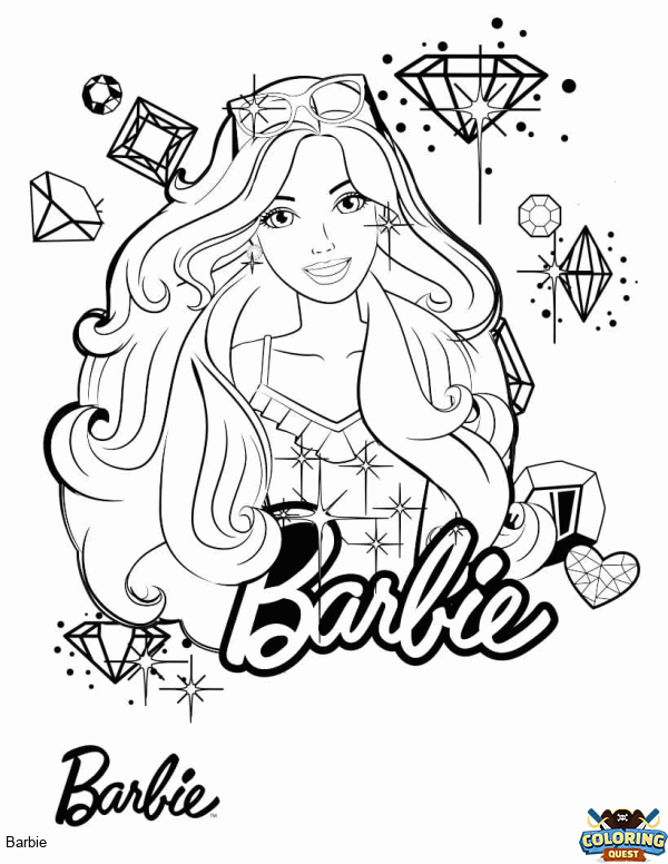 Glitter Barbie coloring