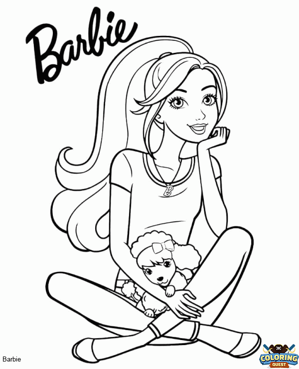 Barbie and her dog coloring