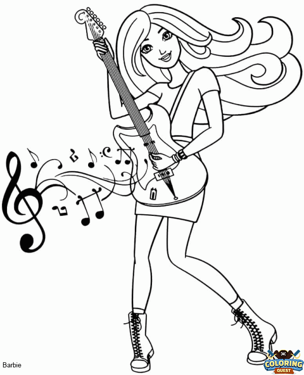 Guitarist barbie coloring