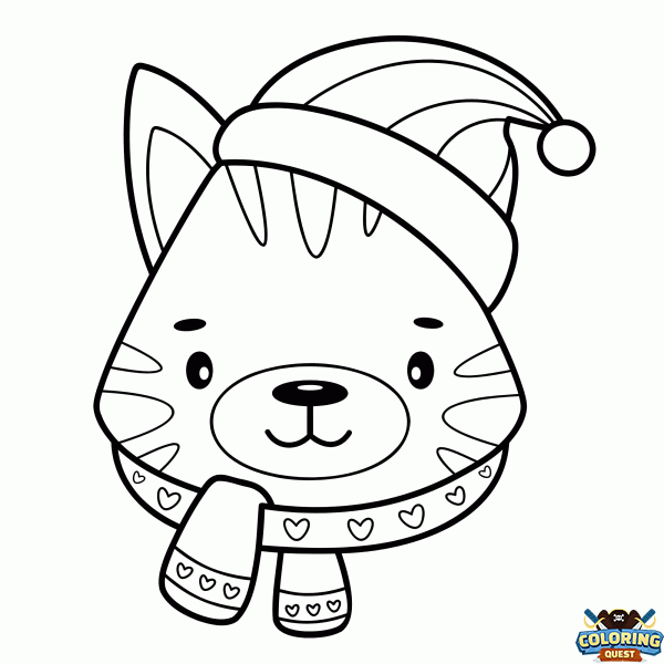 Christmas cat to color coloring