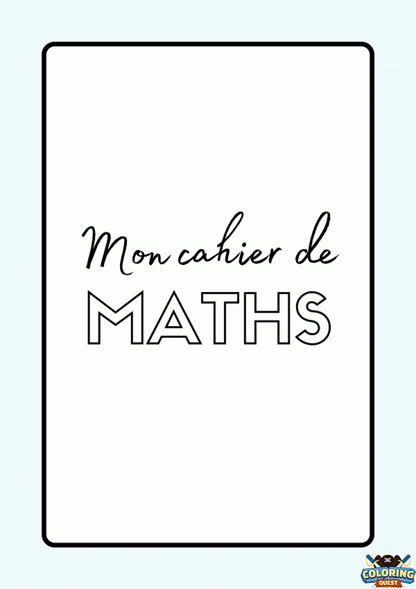 Mathematics Notebook Cover Page coloring