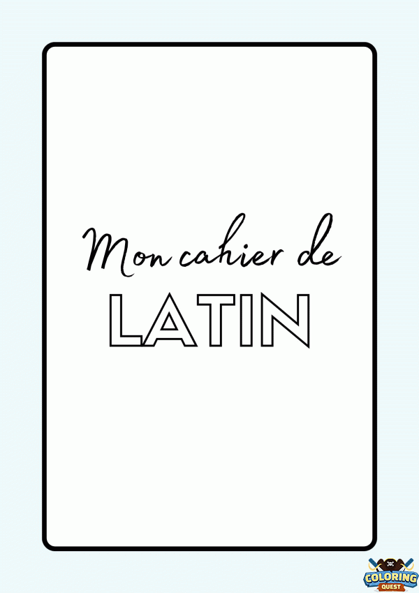 Latin Notebook Cover Page coloring