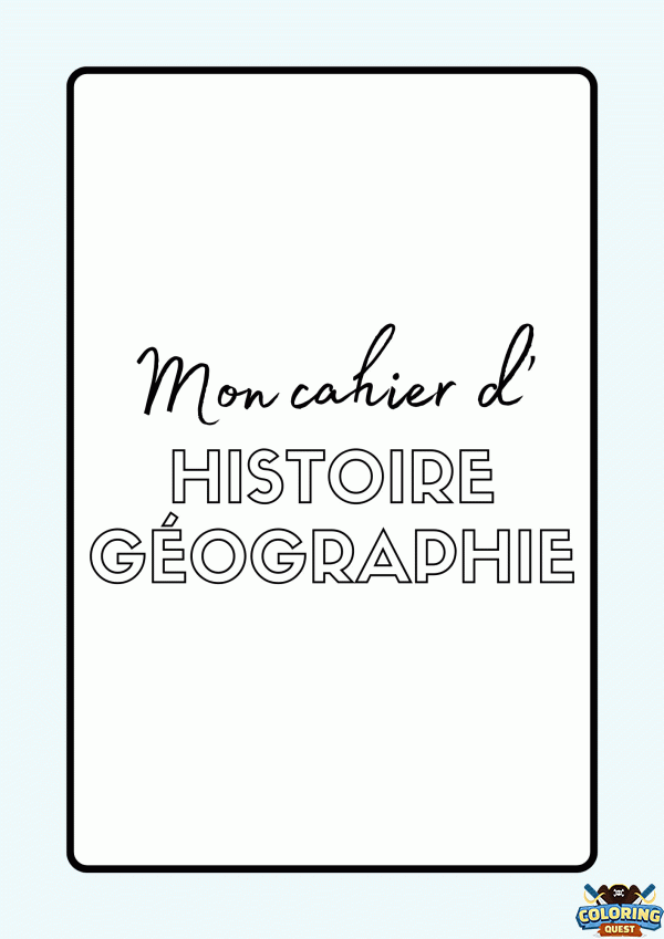 Cover Page History Geography Notebook coloring