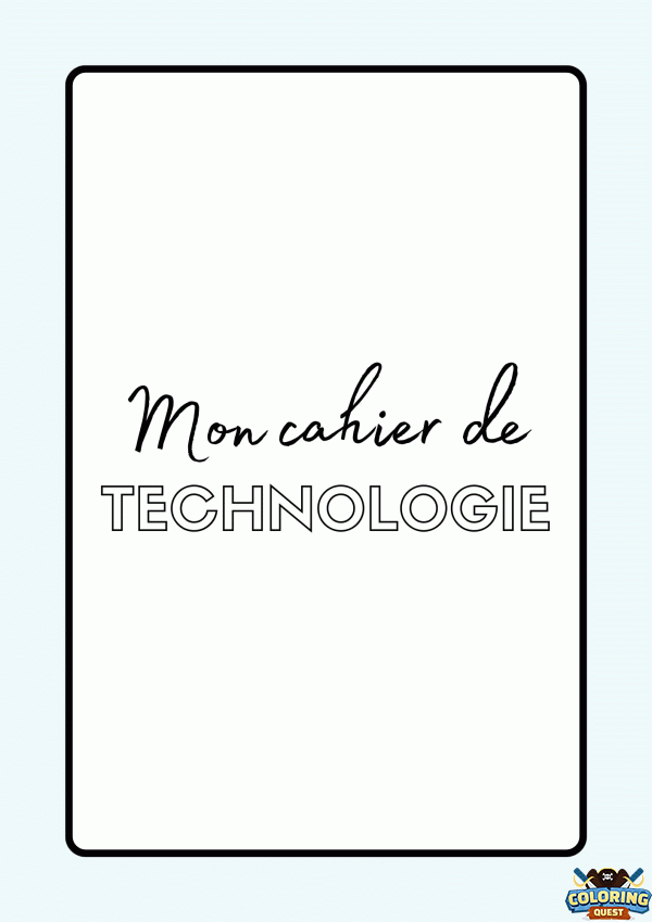 Technology Notebook Cover Page coloring