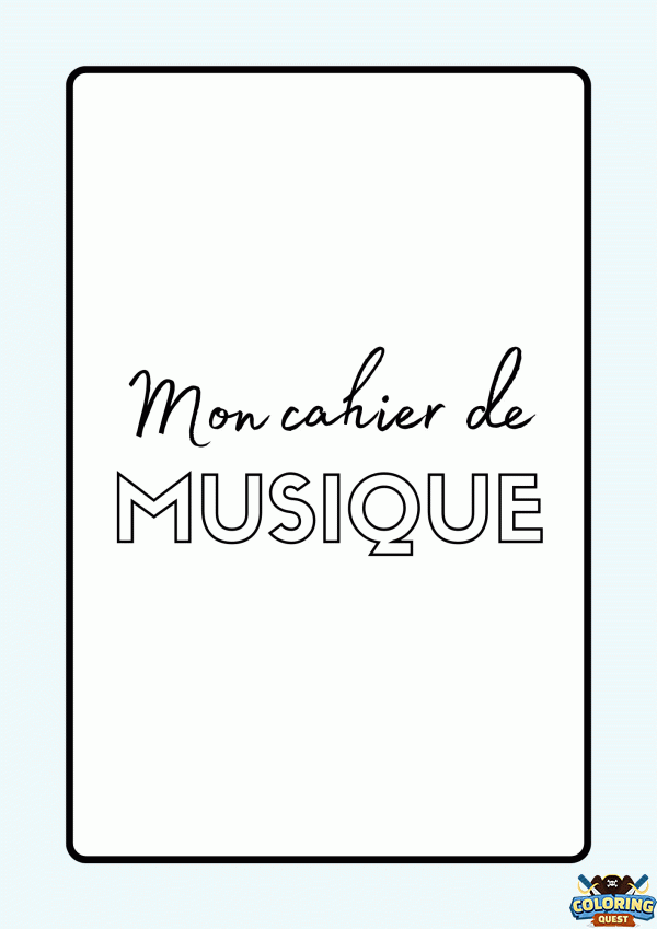 Cover Page Music Notebook coloring