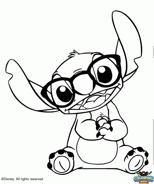 Stitch with glasses coloring
