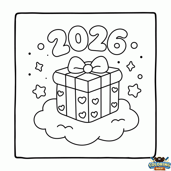 Happy New Year 2026 coloring