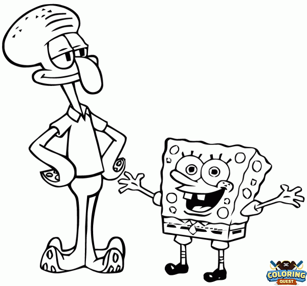 Sponge Bob and Squidward Q. Tentacles coloring