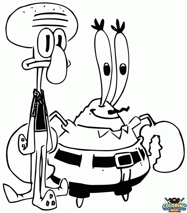 Squidward Q. Tentacles Mr Krab coloring