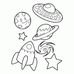 Planets and rockets coloring