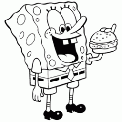 Sponge Bob eats a hamburger coloring
