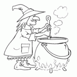 Witch and her pot coloring
