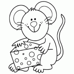 Mouse with a large piece of cheese coloring