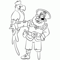 Pirate captain and his parrot coloring