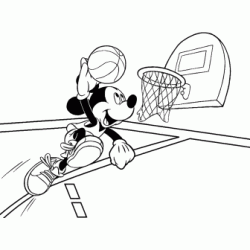 Mickey plays basketball coloring