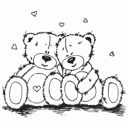 Teddy bear in love coloring