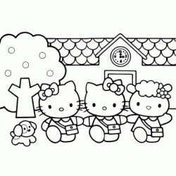Hello Kitty at school coloring