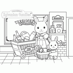 Mama Rabbit is shopping. coloring