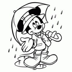 Mickey in the rain coloring