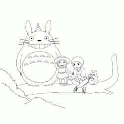 Totoro and his friends coloring