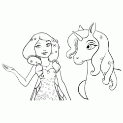 Mia and the unicorn coloring