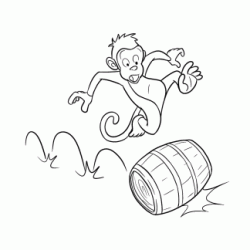 Monkey on a barrel coloring