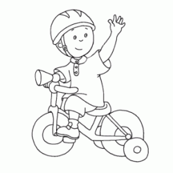 Caillou rides a bike coloring