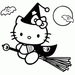 Hello Kitty Halloween party coloring