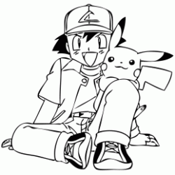 Pikachu and Ash coloring