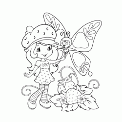 Strawberry Shortcake with a butterfly coloring